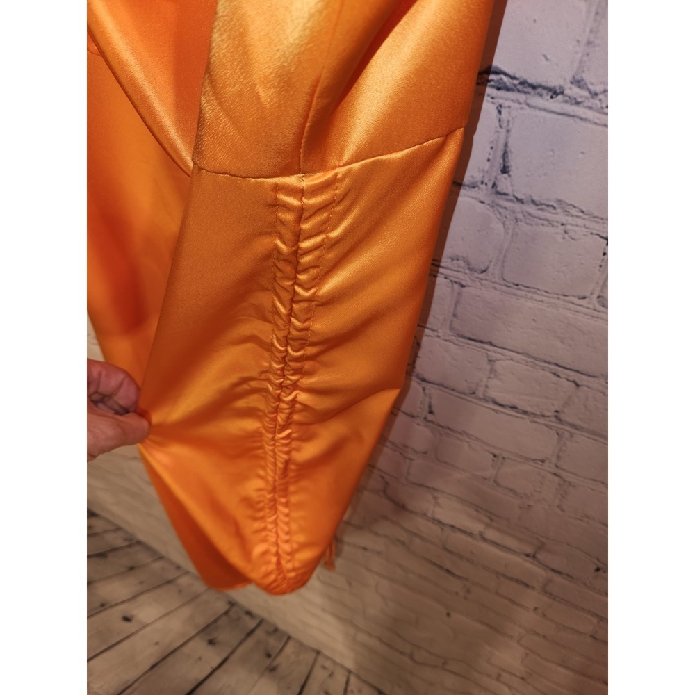 WILD FABLE Tangerine‎ Orange  Draped Neckline Ruched Mini Dress Medium - Picture 8 of 9